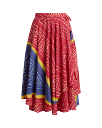 Print Cotton Wrap Skirt