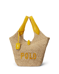 Polo Play Raffia & Leather Logo Tote Bag