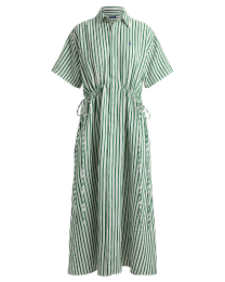Striped Linen & Cotton Drawcord Shirtdress
