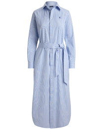 Belted Striped Cotton Shirtdress