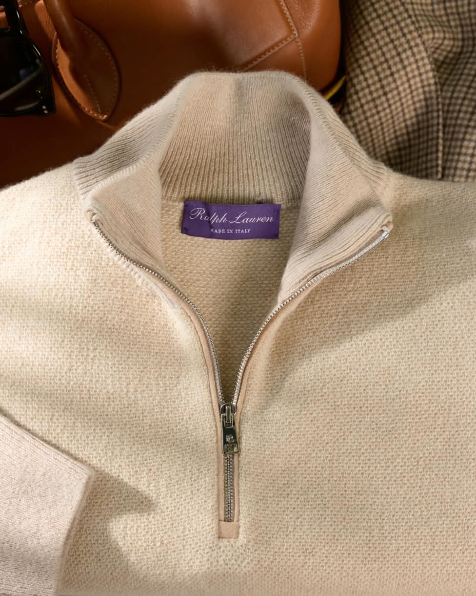 Birdseye Cashmere Quarter Zip Jumper