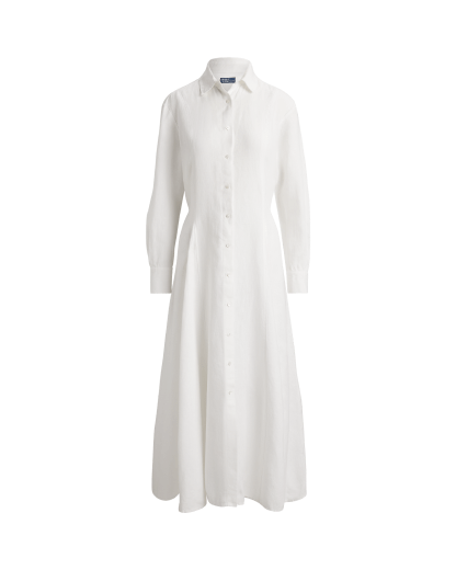 Self-Tie Linen Shirtdress